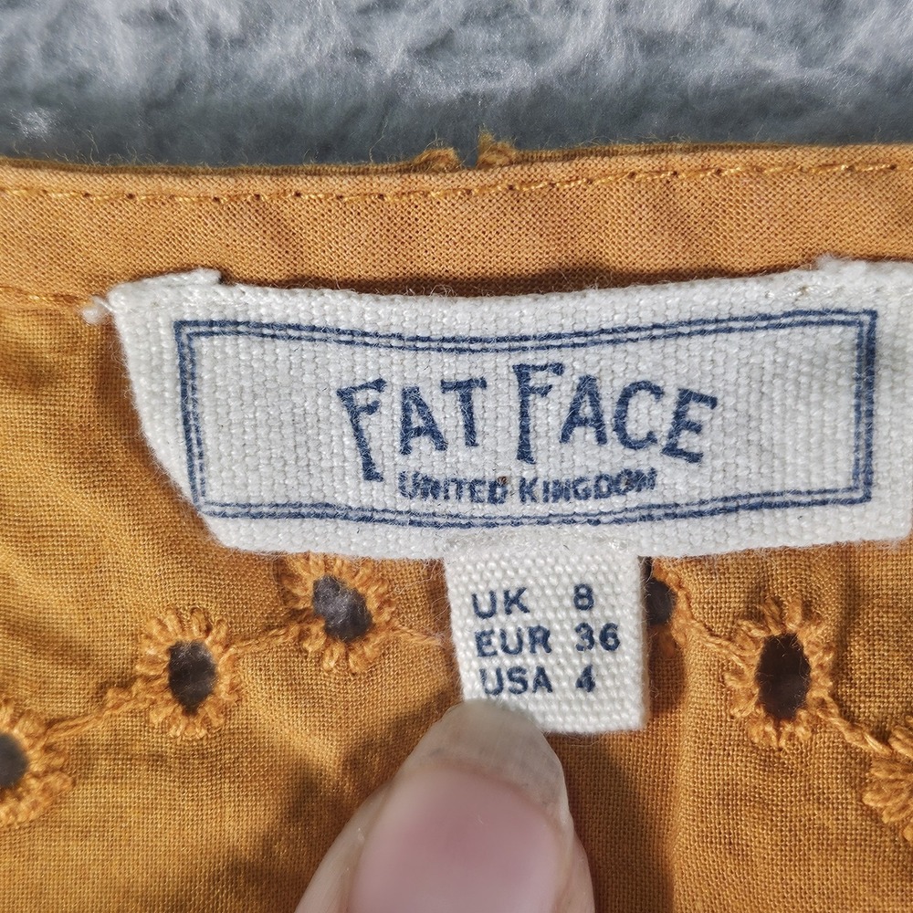 Fat Face Eyelet Tank Top Womens 4 Orange Embroidered Capsule Preppy Boho Peasant - Picture 3 of 14